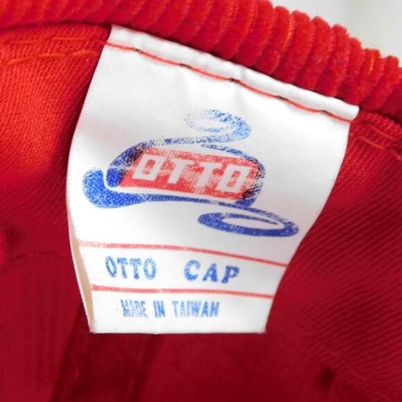 Vintage 80s Rocky Boots Corduroy Hat Red Adjustable Otto Cap - Picture 7 of 7